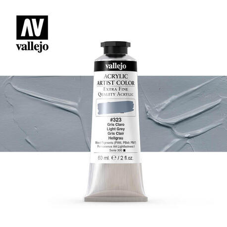 Vallejo Acrylic Artist -323 Light Grey, (1) - Vallejo Acrylic Artist 