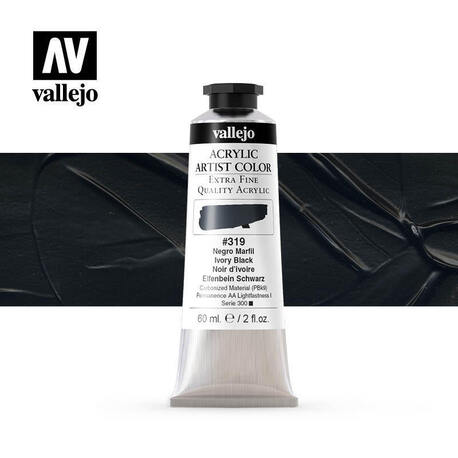 Vallejo Acrylic Artist -319 Ivory Black, (1) - Vallejo Acrylic Artist 
