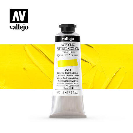 Vallejo Acrylic Artist -501 Cadmium Lemon Yellow, (1) - Vallejo Acrylic Artist 