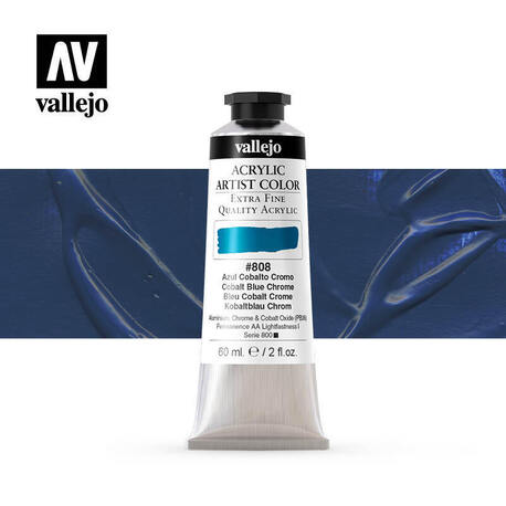 Vallejo Acrylic Artist -808 Cobalt Blue Chrome, (1) - Vallejo Acrylic Artist 