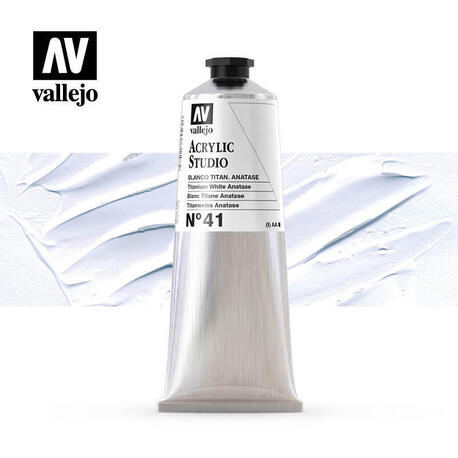 Vallejo Acrylic Studio -41 Titanium White Anatase, (1) - Vallejo Arcylic Studio - Studyjne Farby Akrylowe
