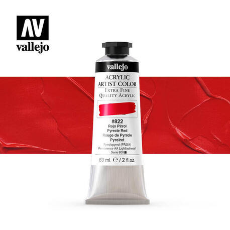 Vallejo Acrylic Artist -822 Pyrrole Red, (1) - Vallejo Acrylic Artist 
