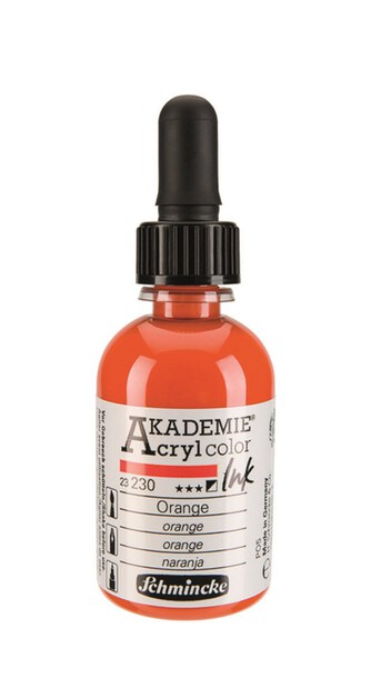 Schmincke Akademie Acryl Ink 50 ml - 230 Orange, (1) - Schmincke Akademie Acryl Ink 50 ml - Tusz Akrylowy