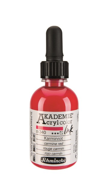 Schmincke Akademie Acryl Ink 50 ml - 340 Carmine Red, (1) - Schmincke Akademie Acryl Ink 50 ml - Tusz Akrylowy