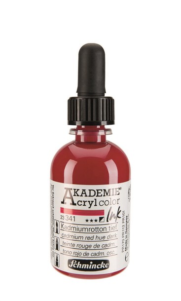 Schmincke Akademie Acryl Ink 50 ml - 341 Cadmium Red Hue Dark, (1) - Schmincke Akademie Acryl Ink 50 ml - Tusz Akrylowy