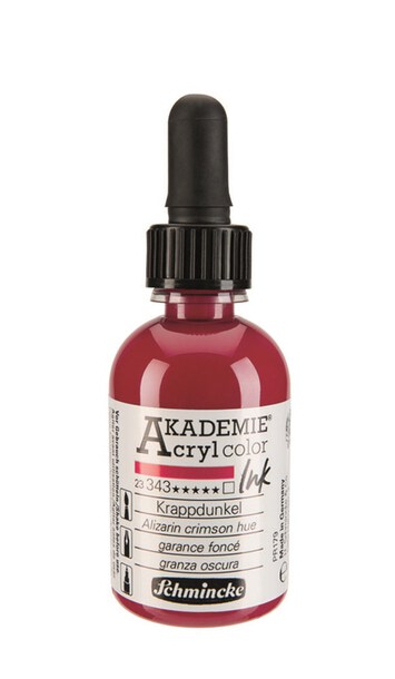 Schmincke Akademie Acryl Ink 50 ml - 343 Alizarin Crimson Hue, (1) - Schmincke Akademie Acryl Ink 50 ml - Tusz Akrylowy