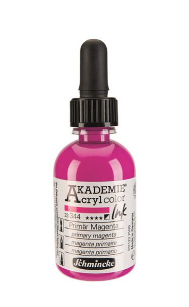 Schmincke Akademie Acryl Ink 50 ml - 344 Primary Magenta, (1) - Schmincke Akademie Acryl Ink 50 ml - Tusz Akrylowy