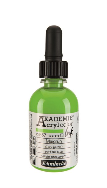 Schmincke Akademie Acryl Ink 50 ml - 557 May Green, (1) - Schmincke Akademie Acryl Ink 50 ml - Tusz Akrylowy