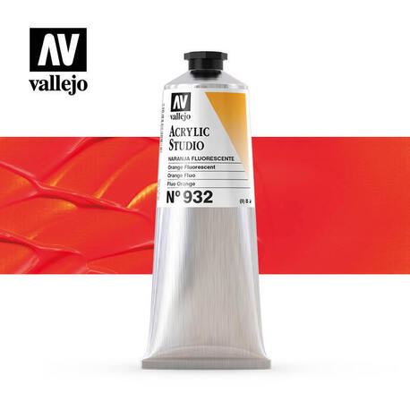 Vallejo Acrylic Studio -932 Orange Fluorescent, (1) - Vallejo Arcylic Studio