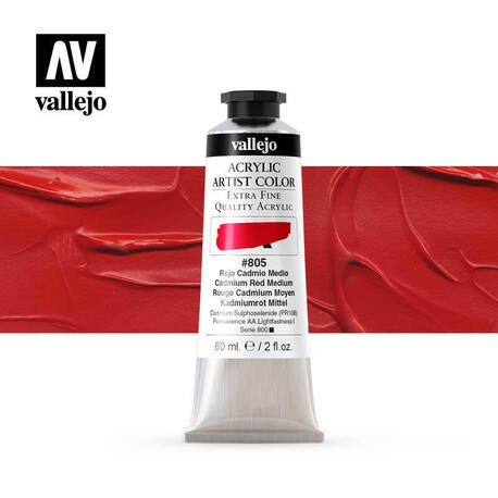 Vallejo Acrylic Artist -805 Cadmium Red Medium, (1) - Vallejo Acrylic Artist 