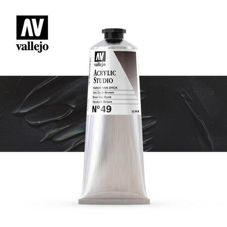 Vallejo Acrylic Studio -49 Van Dyck Brown, (1) - Vallejo Arcylic Studio - Studyjne Farby Akrylowe